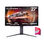 Vista frontal de Monitor Gamer UltraGear OLED de 27'' HDR400 True black, 240Hz 27GS95QE-B